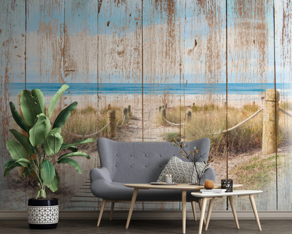 Houten pad naar een strand Houten pad naar een strand