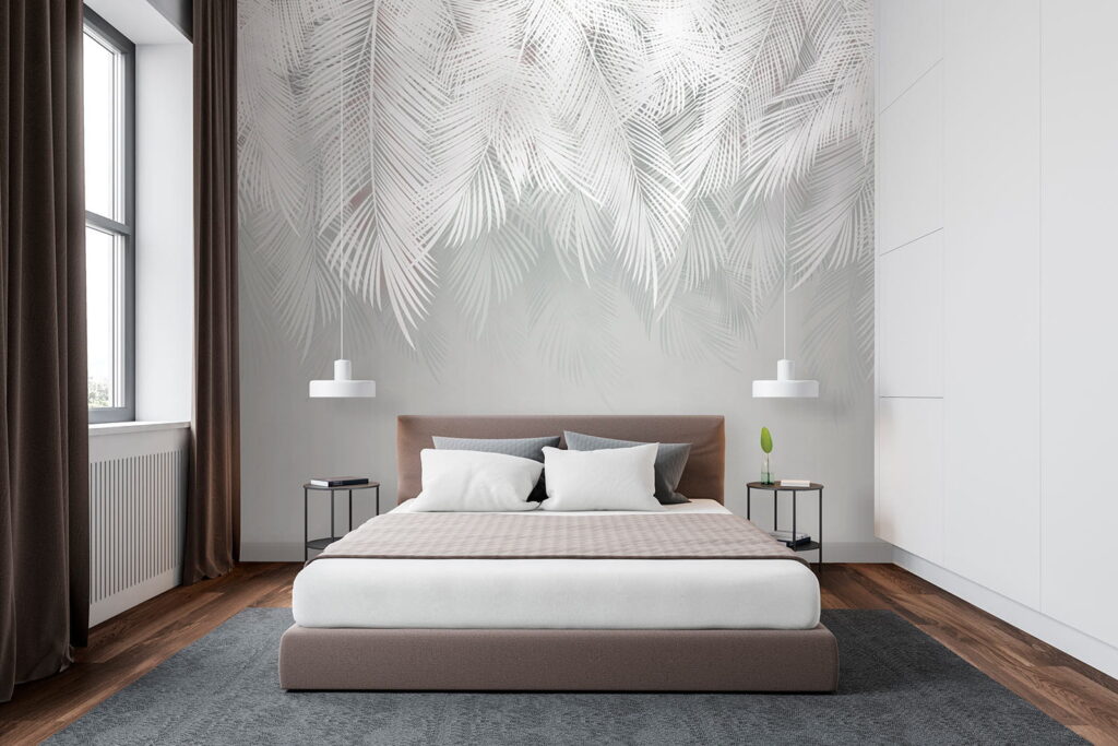 White feather pattern on a gray background White feather pattern on a gray background