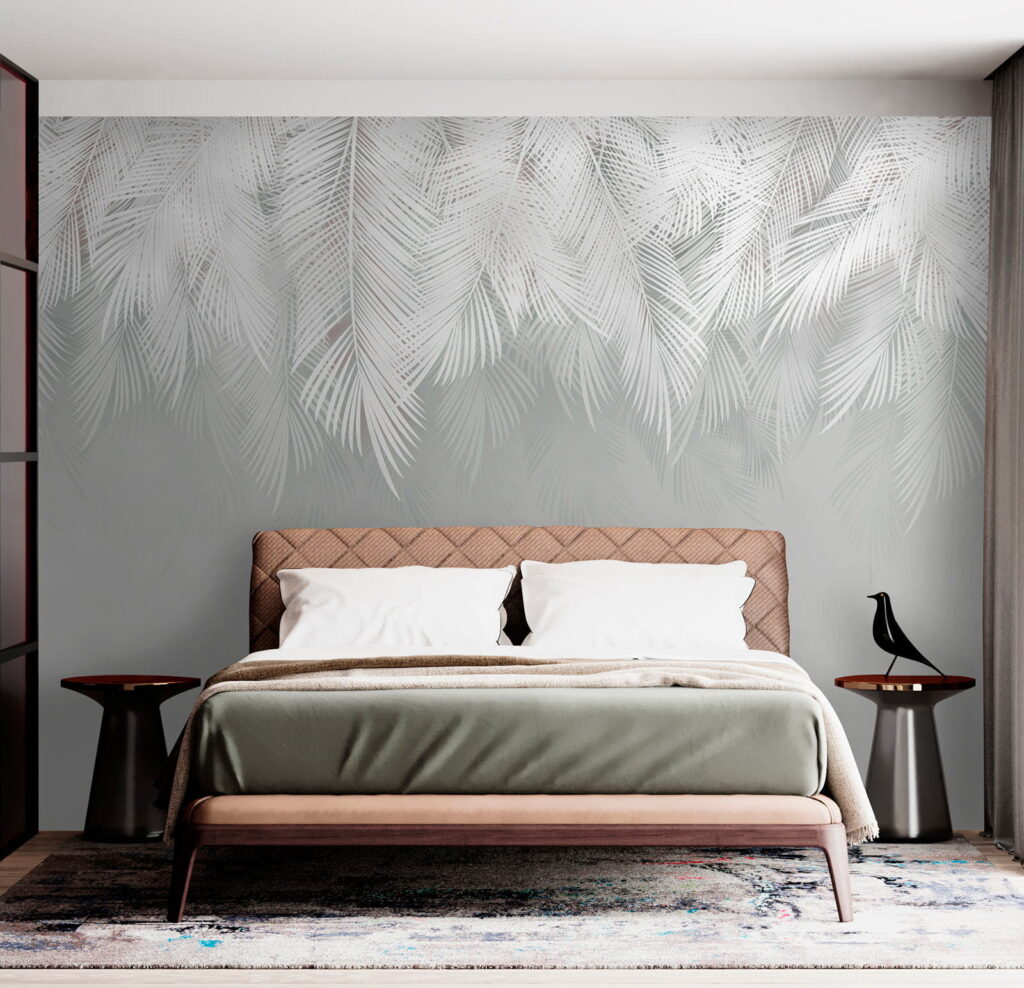 White feather pattern on a gray background White feather pattern on a gray background