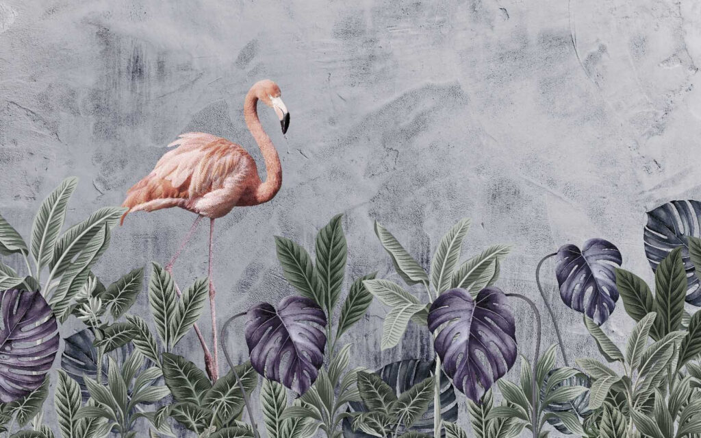 Flamingo en planten Flamingo en planten