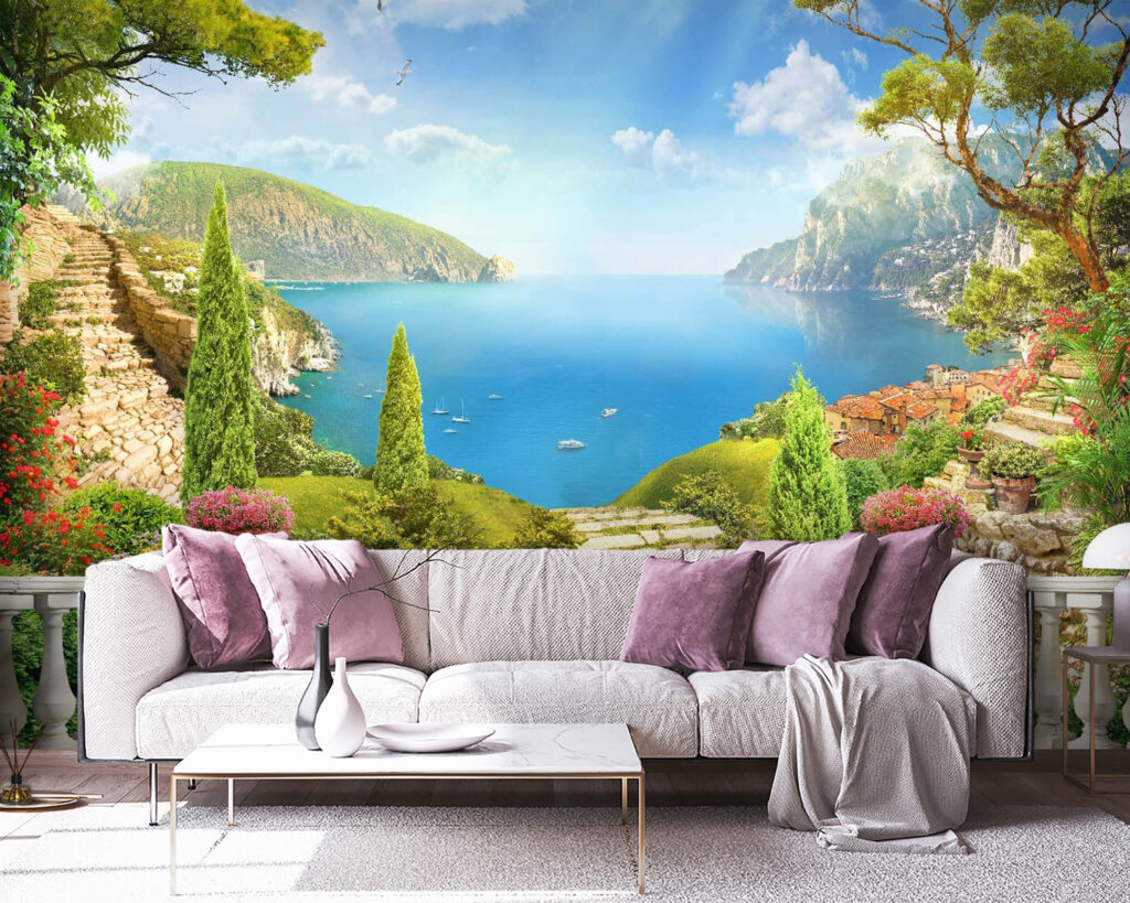 Balcony with a view of a lake and trees Balcony with a view of a lake and trees