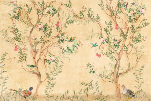 Behang met vogels en bloemen Behang met vogels en bloemen