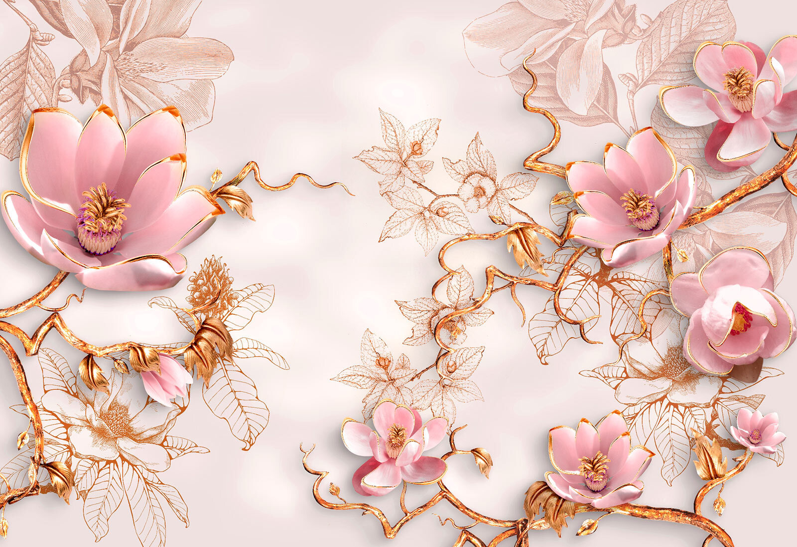 Roze bloemen op een witte achtergrond u60416v3p - Roze bloemen op een witte achtergrond - tegory