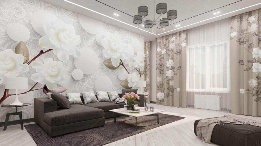 Witte bloemen en cirkels op een witte achtergrond Witte bloemen en cirkels op een witte achtergrond