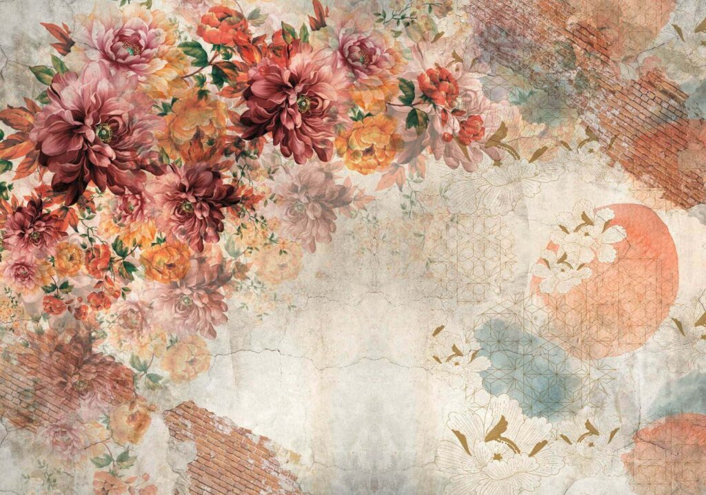 Bloemenpatroon met vintage texturen. Bloemenpatroon met vintage texturen.