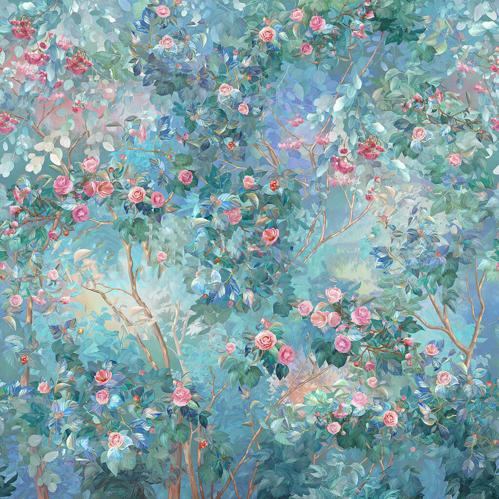 Schilderij van een boom met bloemen Schilderij van een boom met bloemen