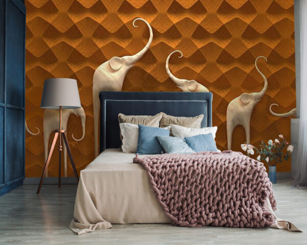 Groep olifanten op een muur Groep olifanten op een muur