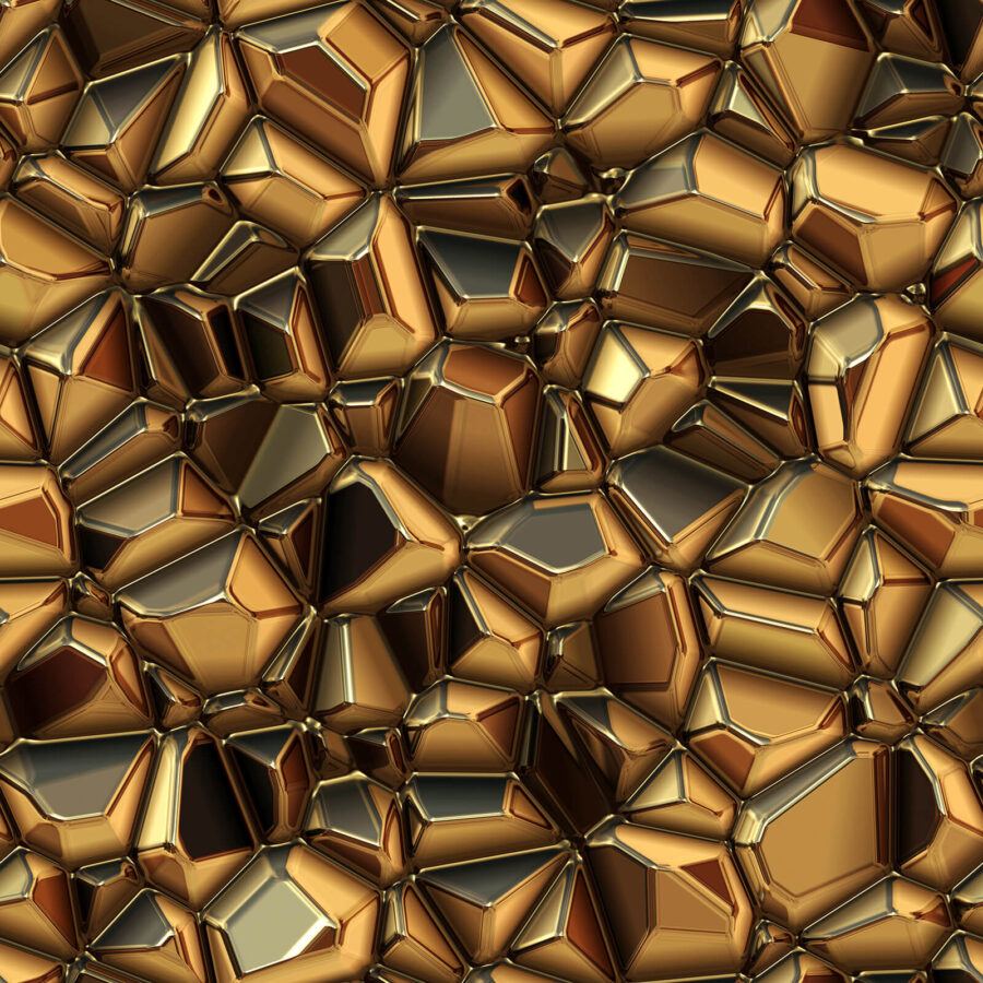 Fotobehang Metallic oppervlak met structuur en unieke vormen. - Afbeelding 4