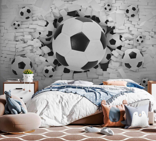 Groep voetballen in een stapel bakstenen Groep voetballen in een stapel bakstenen