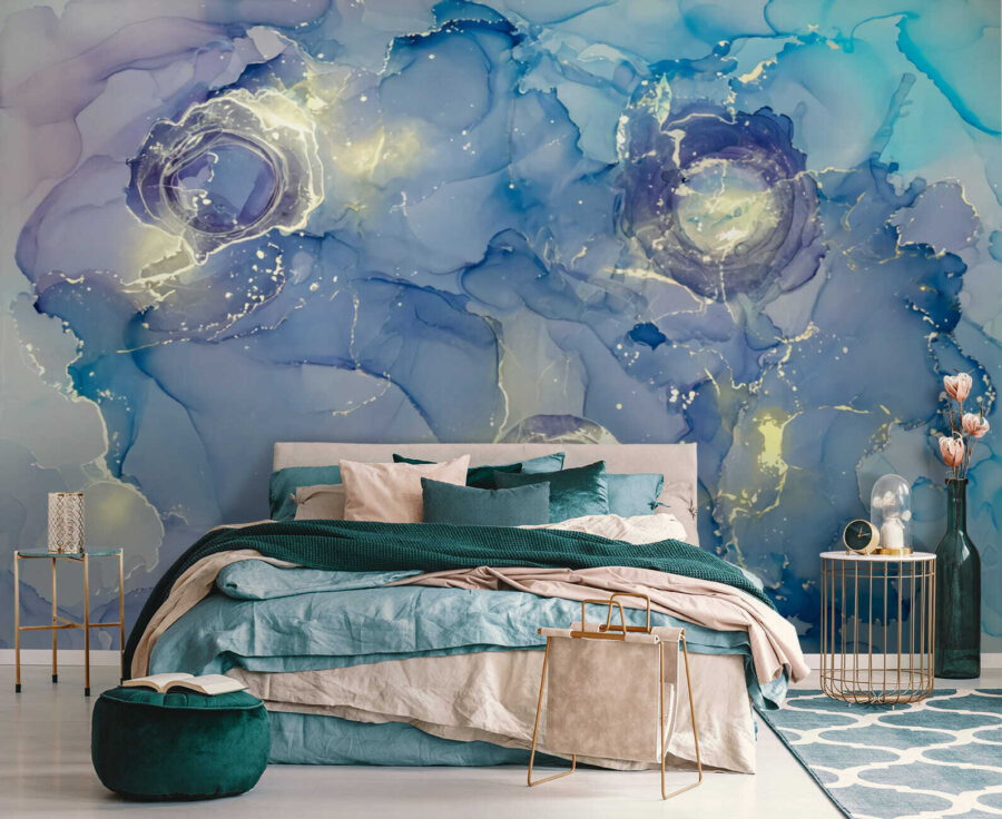 Blauw en wit schilderij