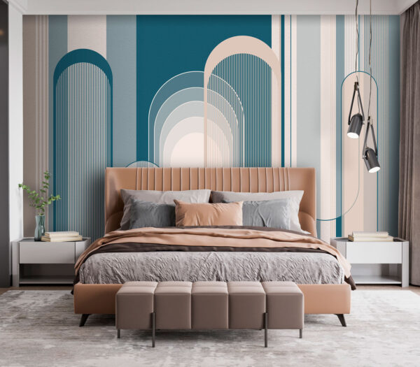 Blauw en wit art decopatroon Blauw en wit art decopatroon