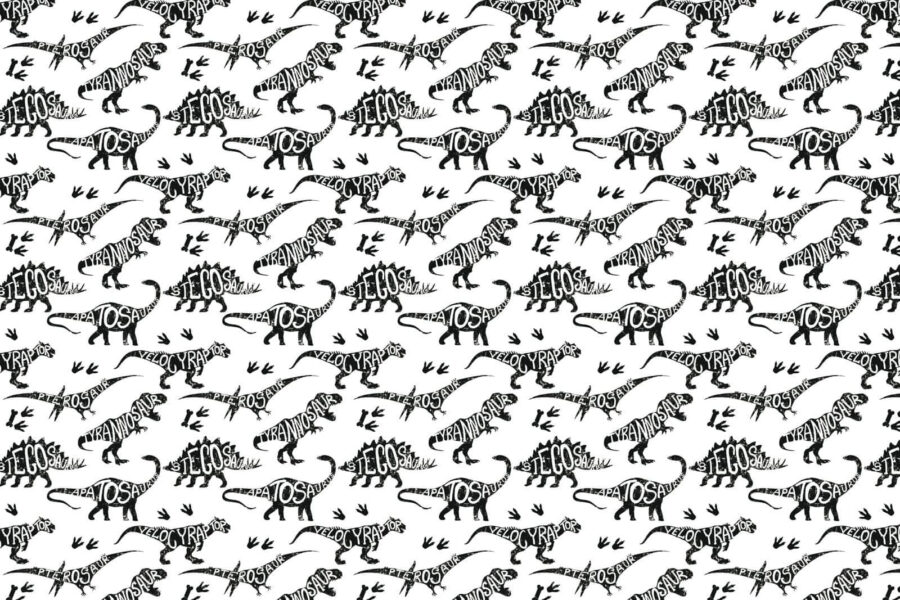 Patroon van dinosaurussen met woorden