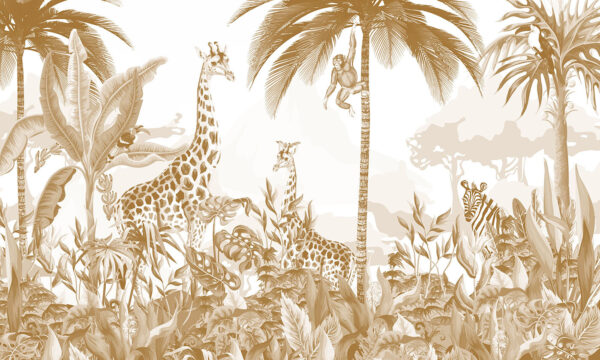 Behang met giraffen en zebra's Behang met giraffen en zebra's