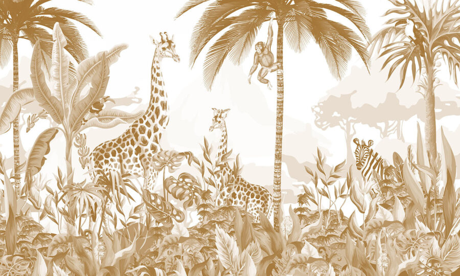 Fotobehang Behang met giraffen en zebra's - Afbeelding 7