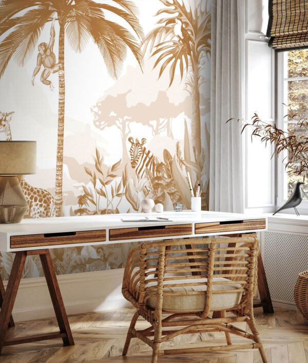 Behang met giraffen en zebra's Behang met giraffen en zebra's