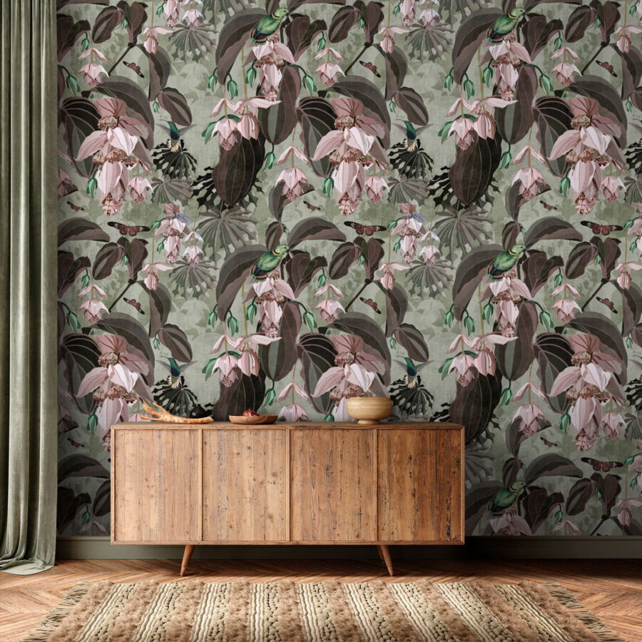 Patroon van bloemen en vogels