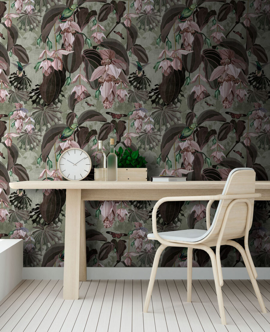 Patroon van bloemen en vogels