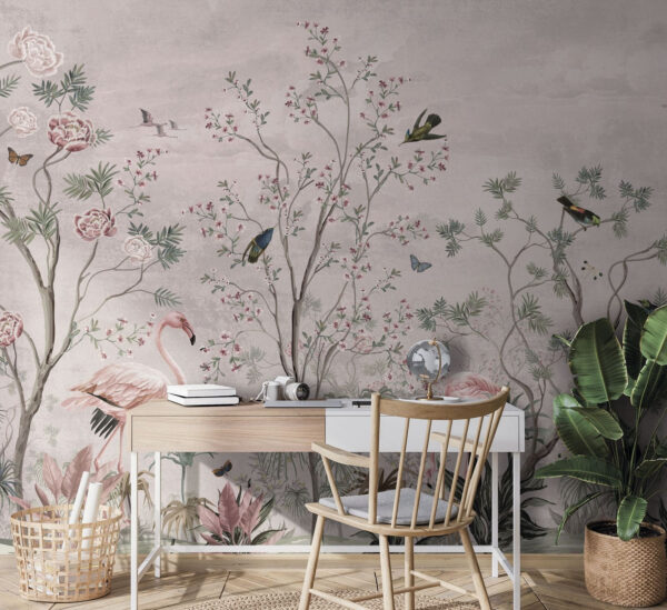 Behang met vogels en planten Behang met vogels en planten