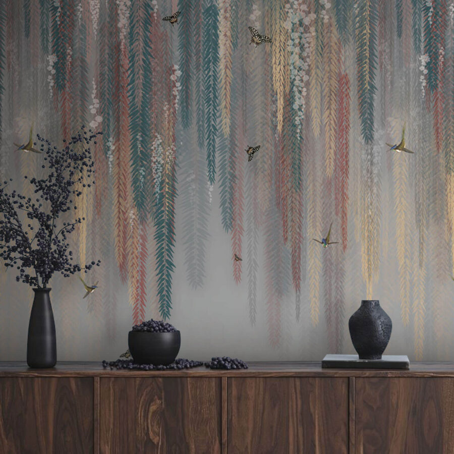 Kleurrijk bloemenontwerp met vlinders