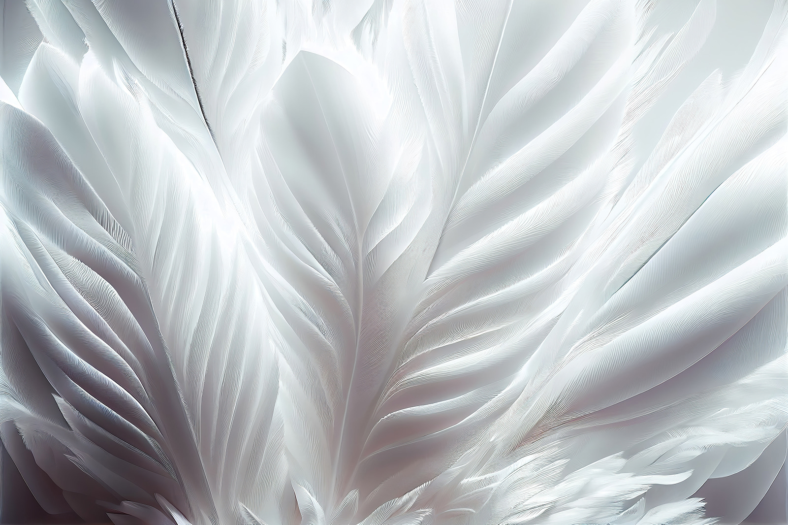 Delicate white feather textures intertwining