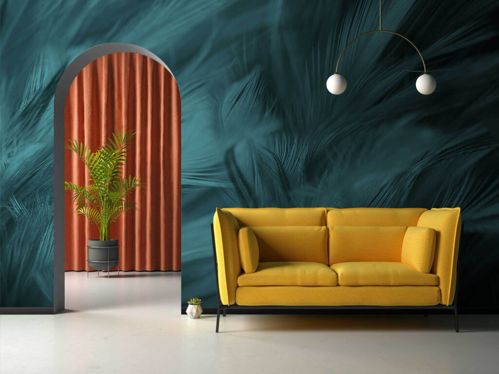 Soft teal feathers in gentle waves