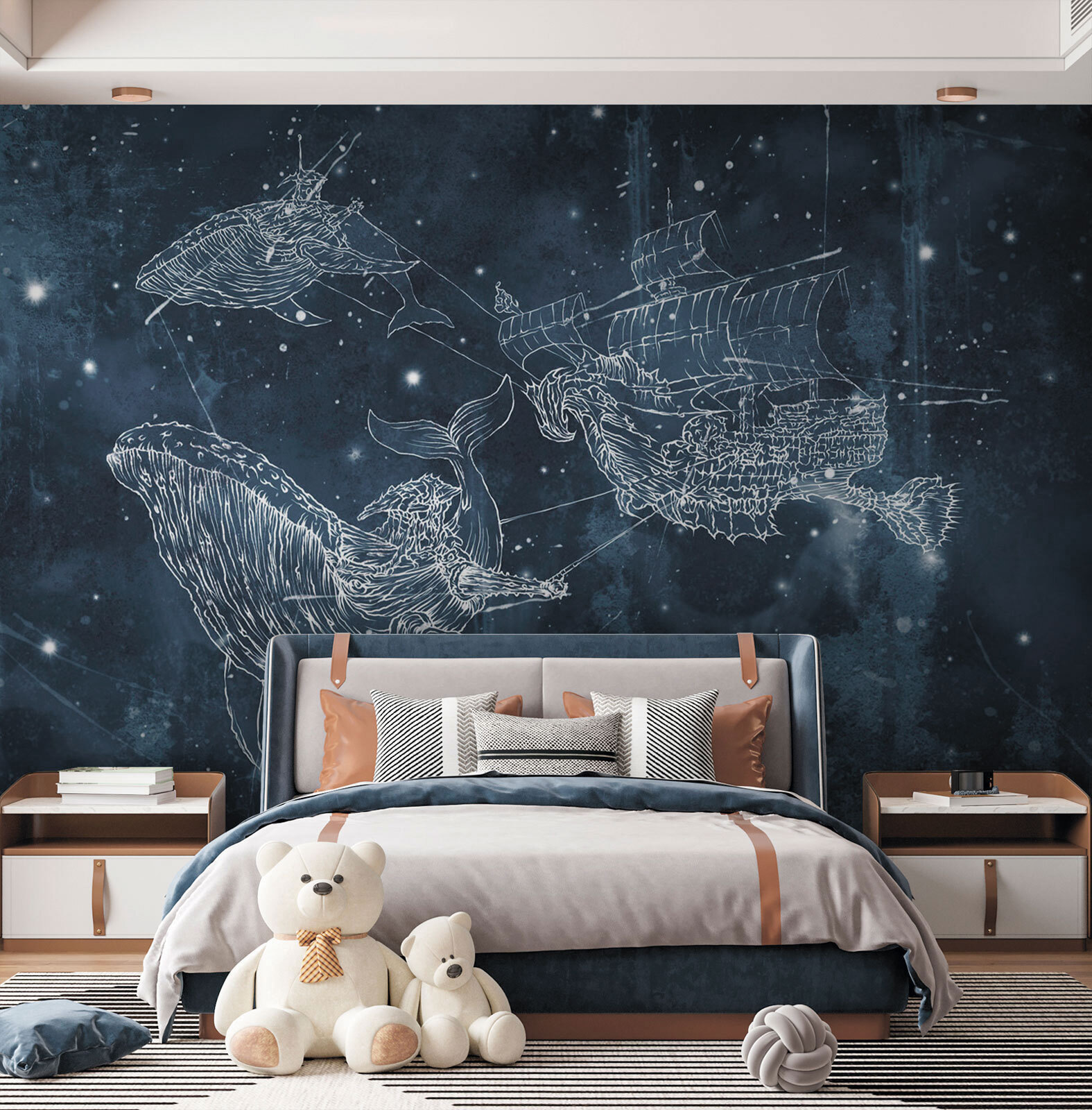 Drawing of a whale and a ship Drawing of a whale and a ship