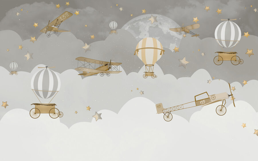 Groep vliegtuigen in de lucht Groep vliegtuigen in de lucht