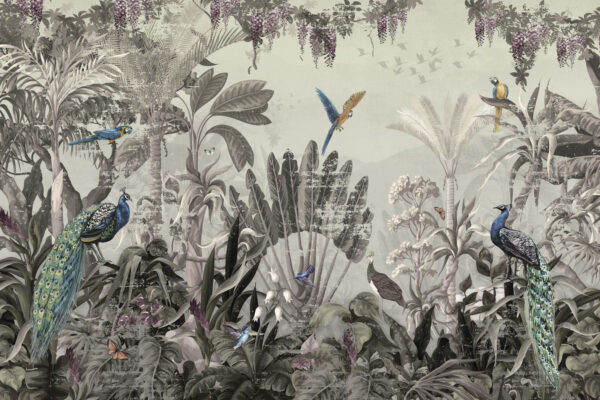 Behang met vogels en planten Behang met vogels en planten