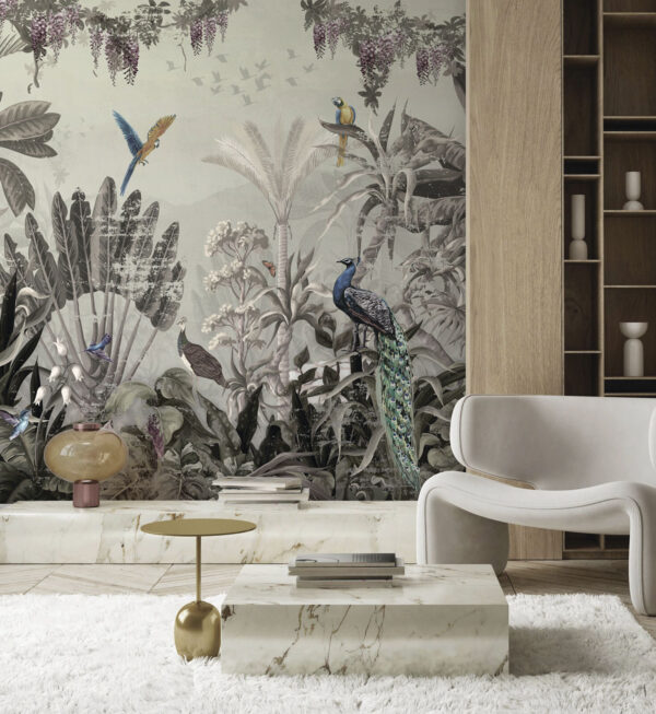 Behang met vogels en planten Behang met vogels en planten