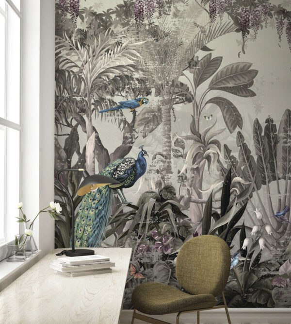 Behang met vogels en planten Behang met vogels en planten