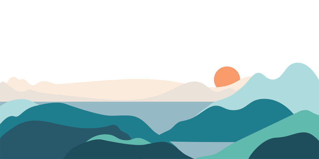 Landschap met bergen en een zonsondergang Landschap met bergen en een zonsondergang