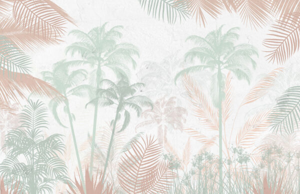 Palmbomen en planten op een witte achtergrond Palmbomen en planten op een witte achtergrond