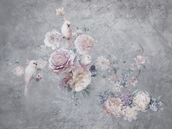 Schilderij van bloemen en vogels Schilderij van bloemen en vogels