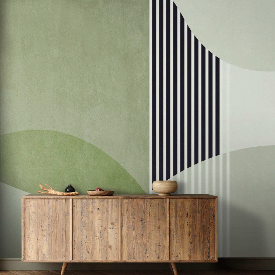 Een groen en zwart geometrisch ontwerp