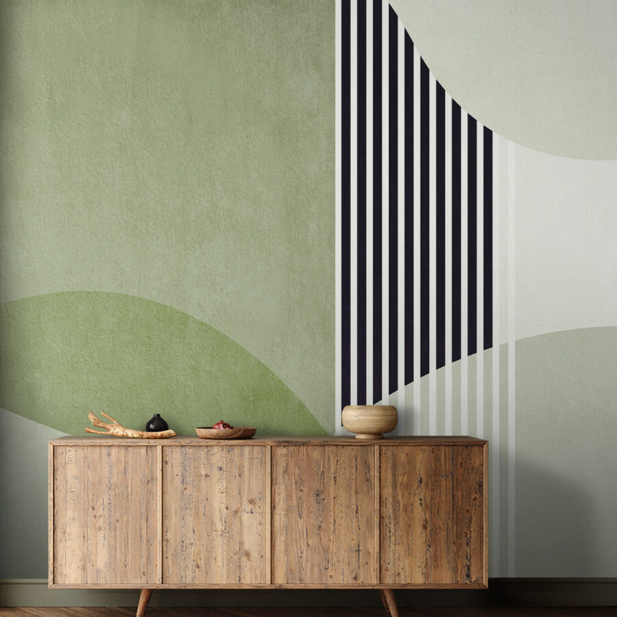 Een groen en zwart geometrisch ontwerp
