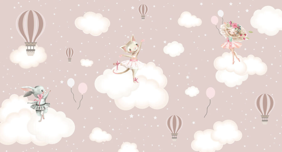 Kat in een tutu op een wolk