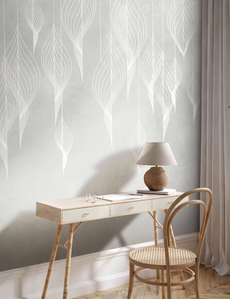 White line art of leaves White line art of leaves