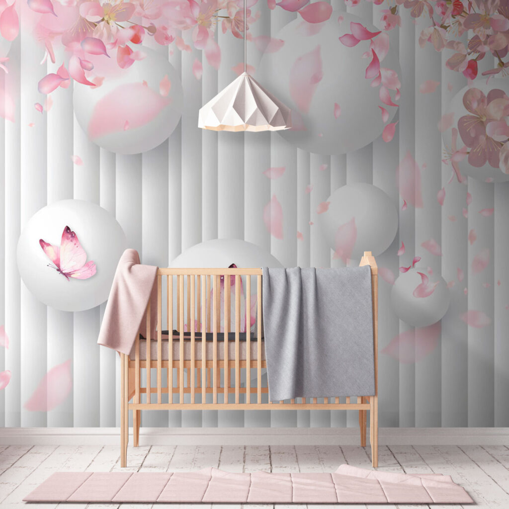 Groep witte ballen met roze vlinders erop u74222pir1 1024x1024 - Groep witte ballen met roze vlinders erop - tegory