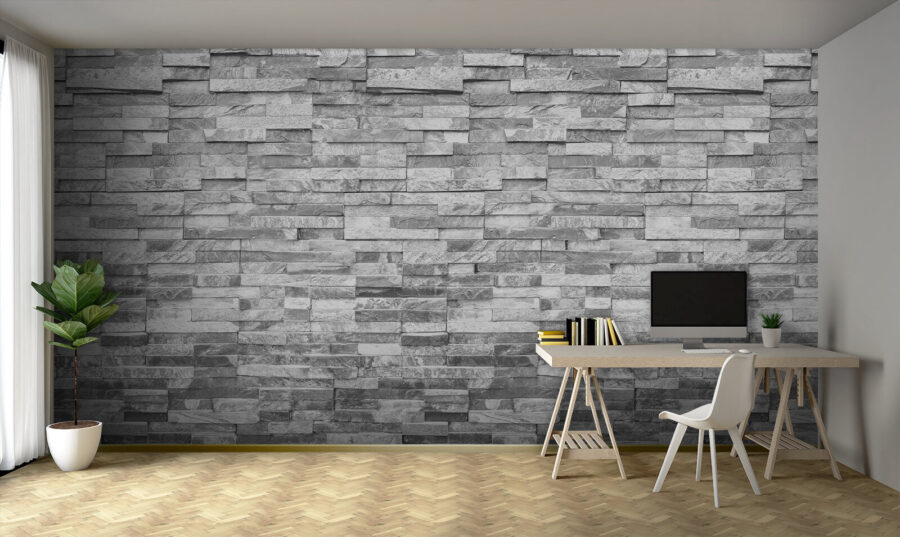 Gestructureerde stenen muur in monochroom design