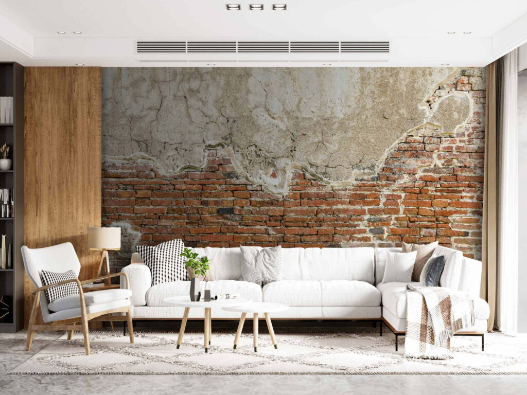 Brick wall with a cement wall Brick wall with a cement wall