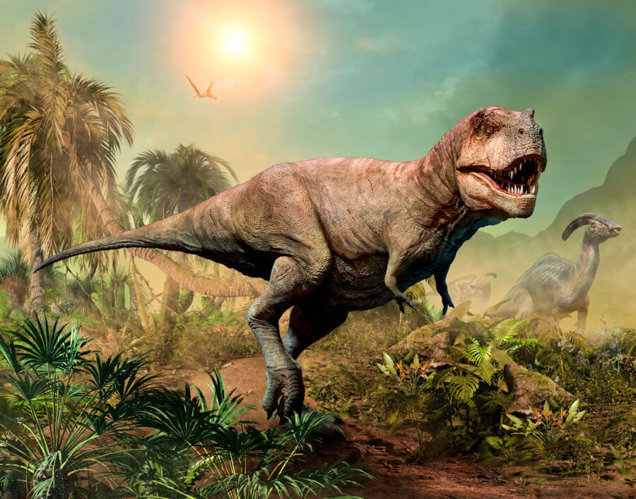 Dinosaurus in een jungle