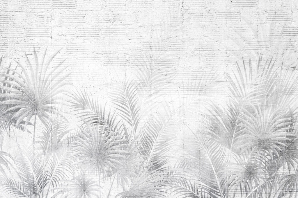 Witte en grijze achtergrond met palmbladeren Witte en grijze achtergrond met palmbladeren