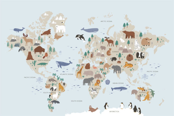 Wereldkaart met dieren Wereldkaart met dieren