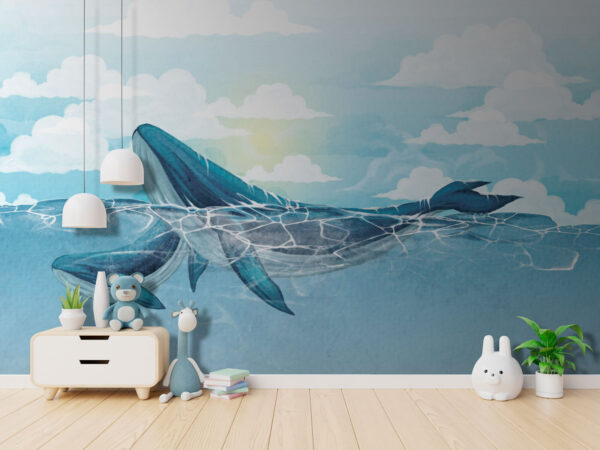 Walvis zwemmend in het water Walvis zwemmend in het water