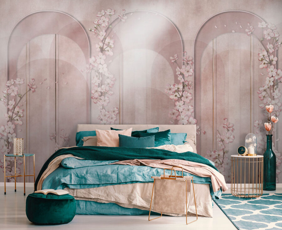 Behang met bloemen