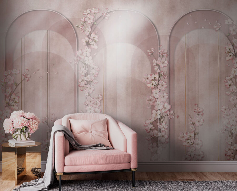 Behang met bloemen