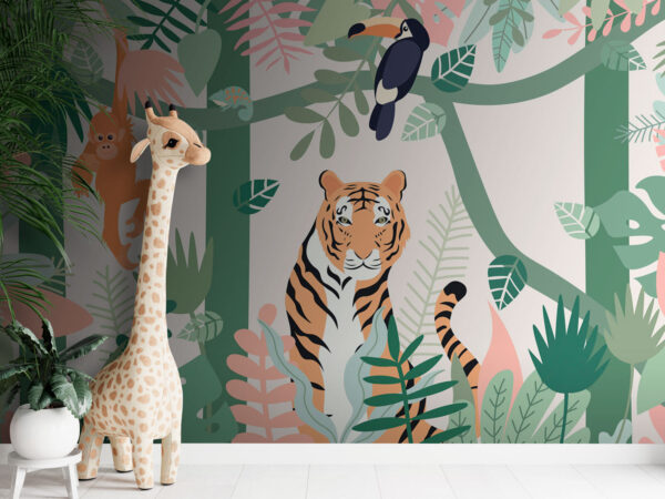 Tijger en vogels in de jungle Tijger en vogels in de jungle