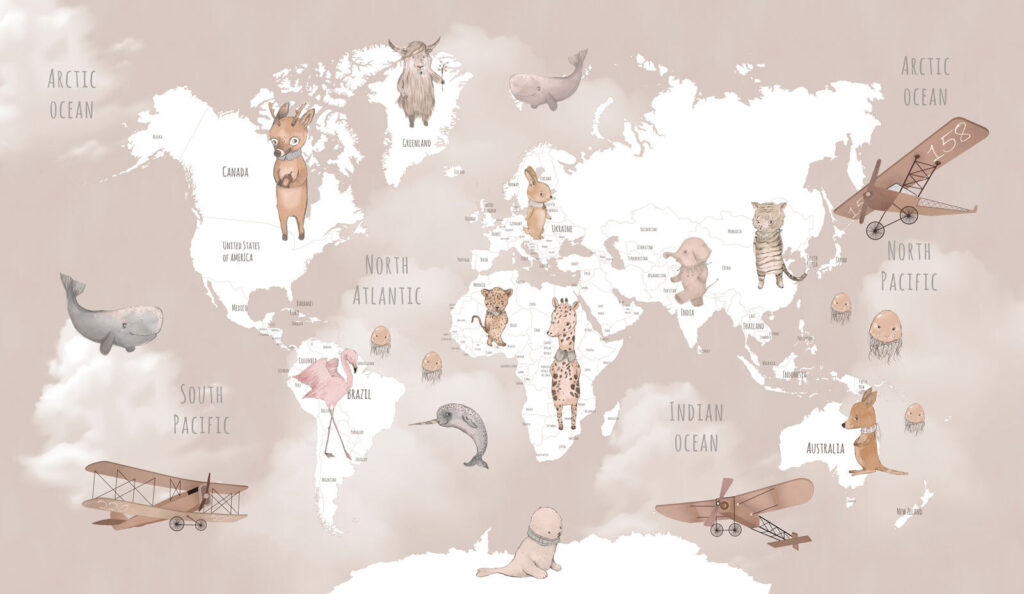 Wereldkaart met dieren Wereldkaart met dieren