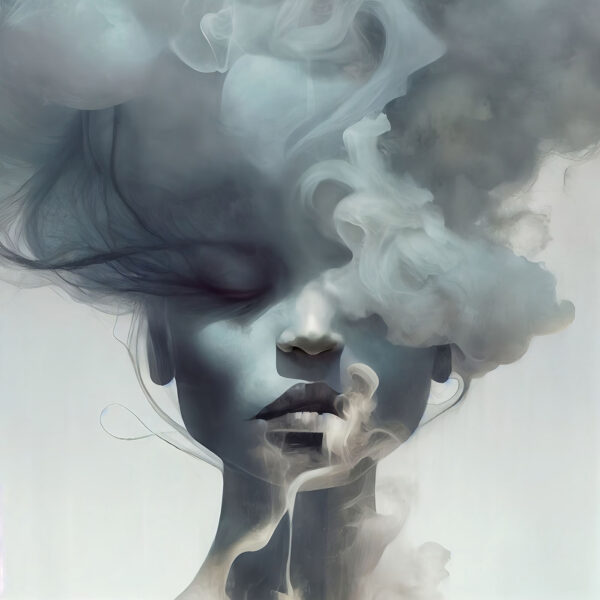 Woman with smoke coming out of her face Woman with smoke coming out of her face