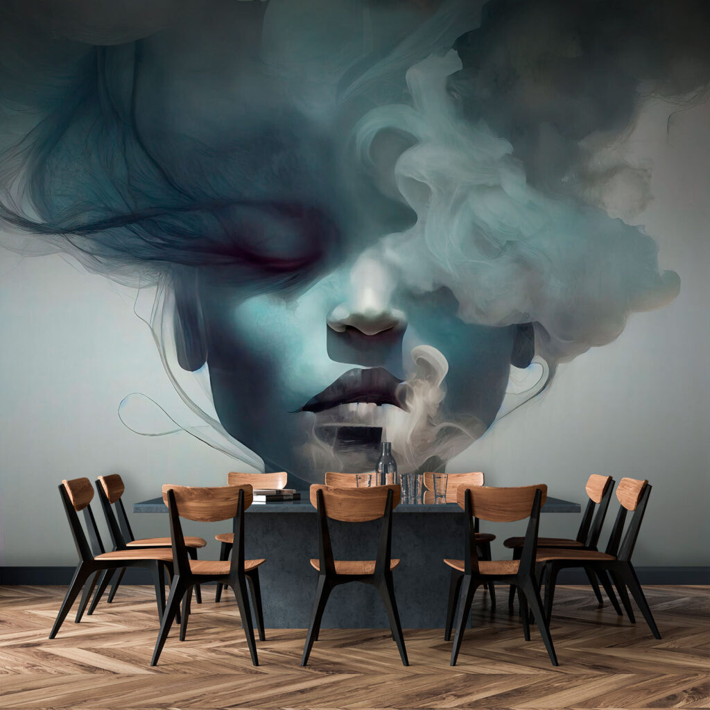 Woman with smoke coming out of her face Woman with smoke coming out of her face